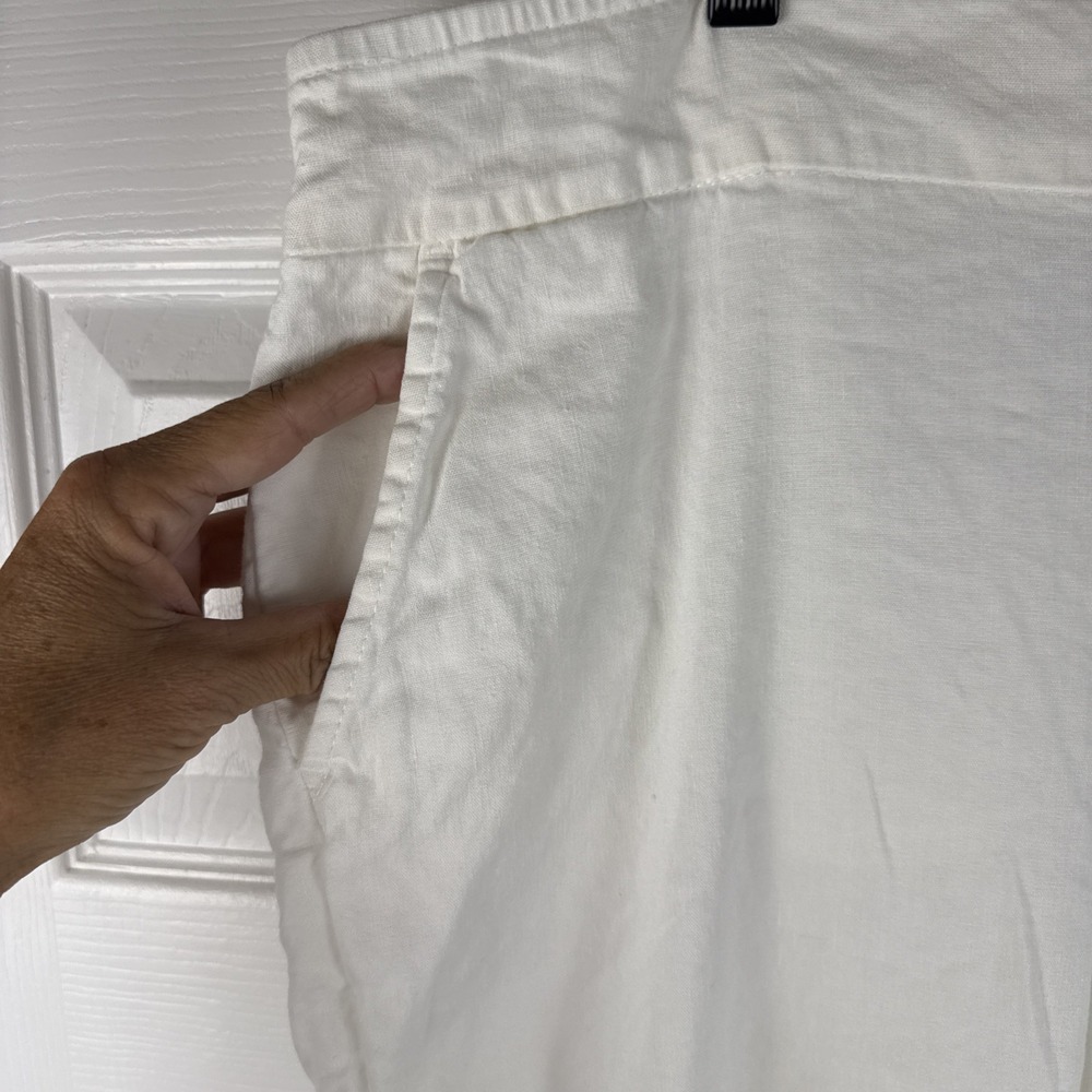 Chico's Women's Pants Size 1.5R  White Linen Blend Wide Leg Pull On Pockets - Picture 4 of 9